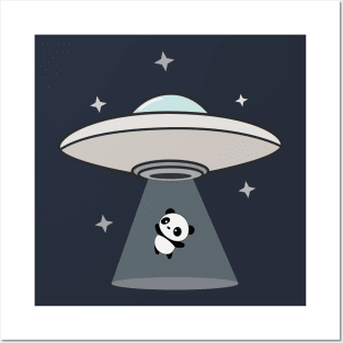 Cute Panda UFO T-Shirt Posters and Art